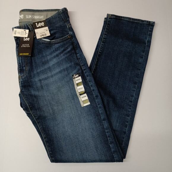 Lee Slim Straight Jeans Men's Size 32x34 Blue Flex Waist - Picture 1 of 7